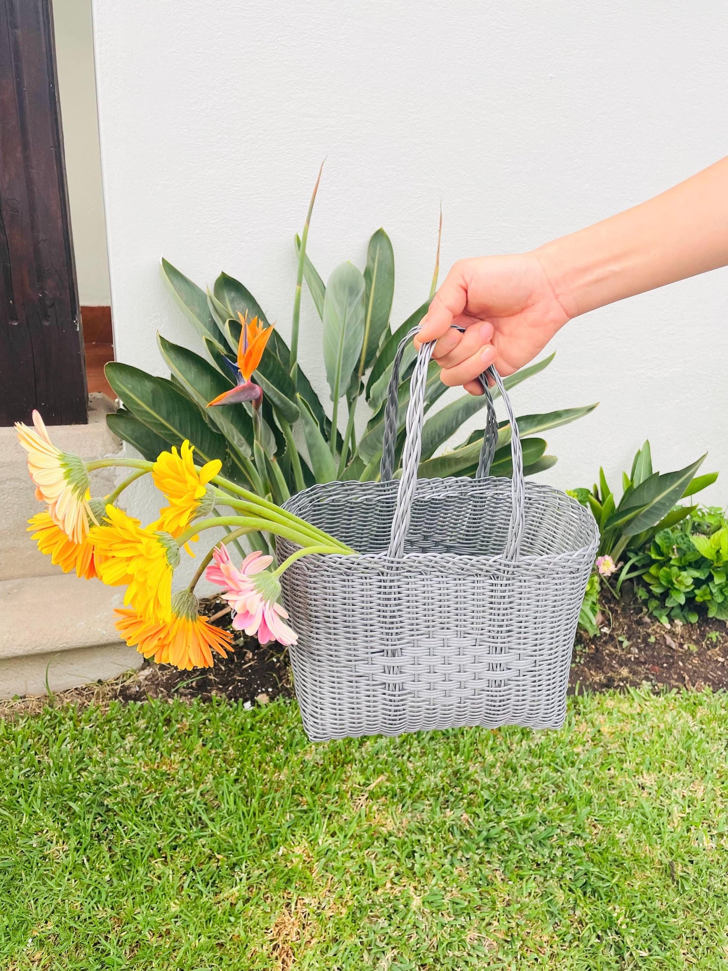Plastic Tote Bag (M) - Gray A