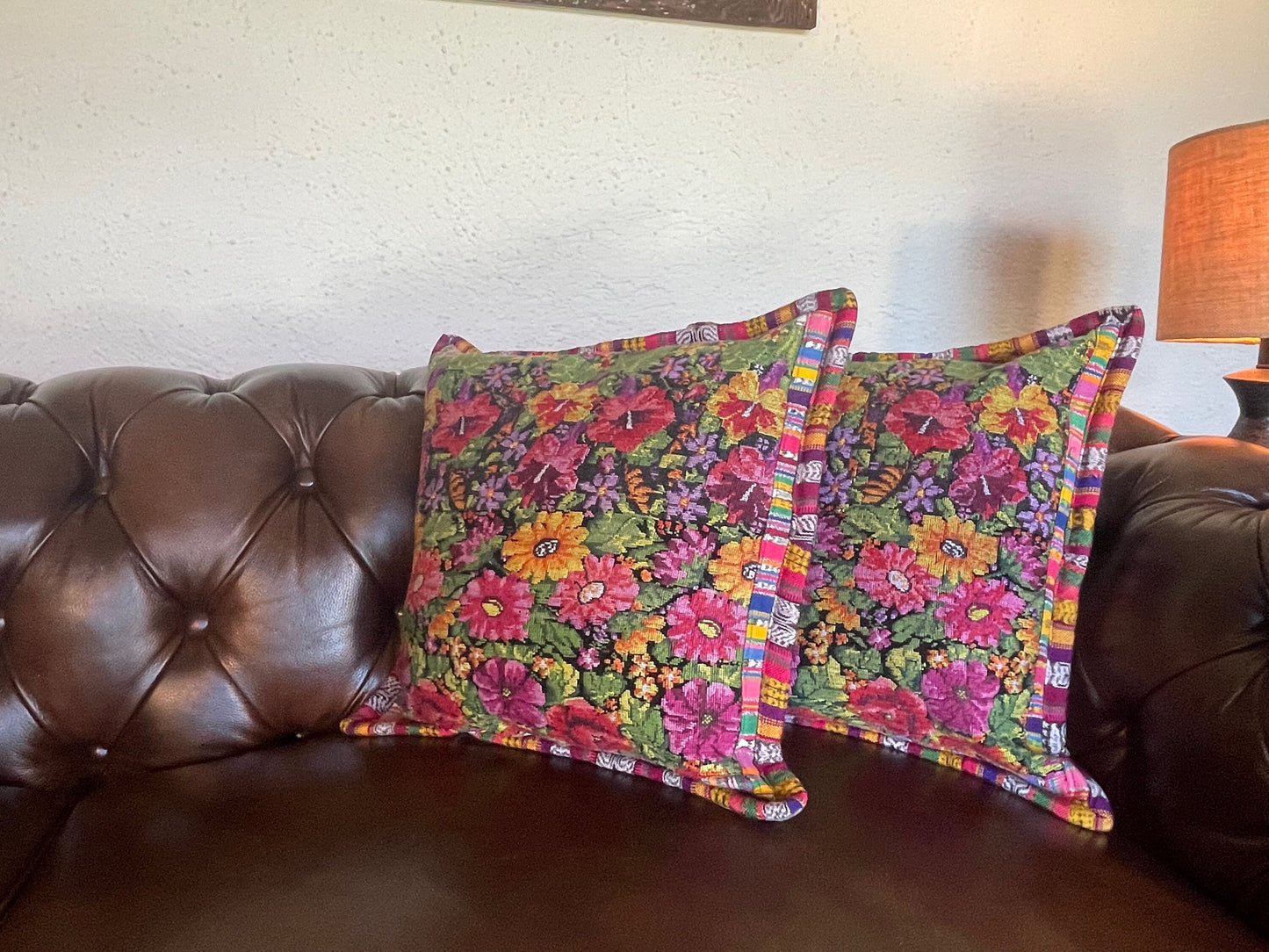 Guatemalan Huipil pillow covers from San Juan Comalapa