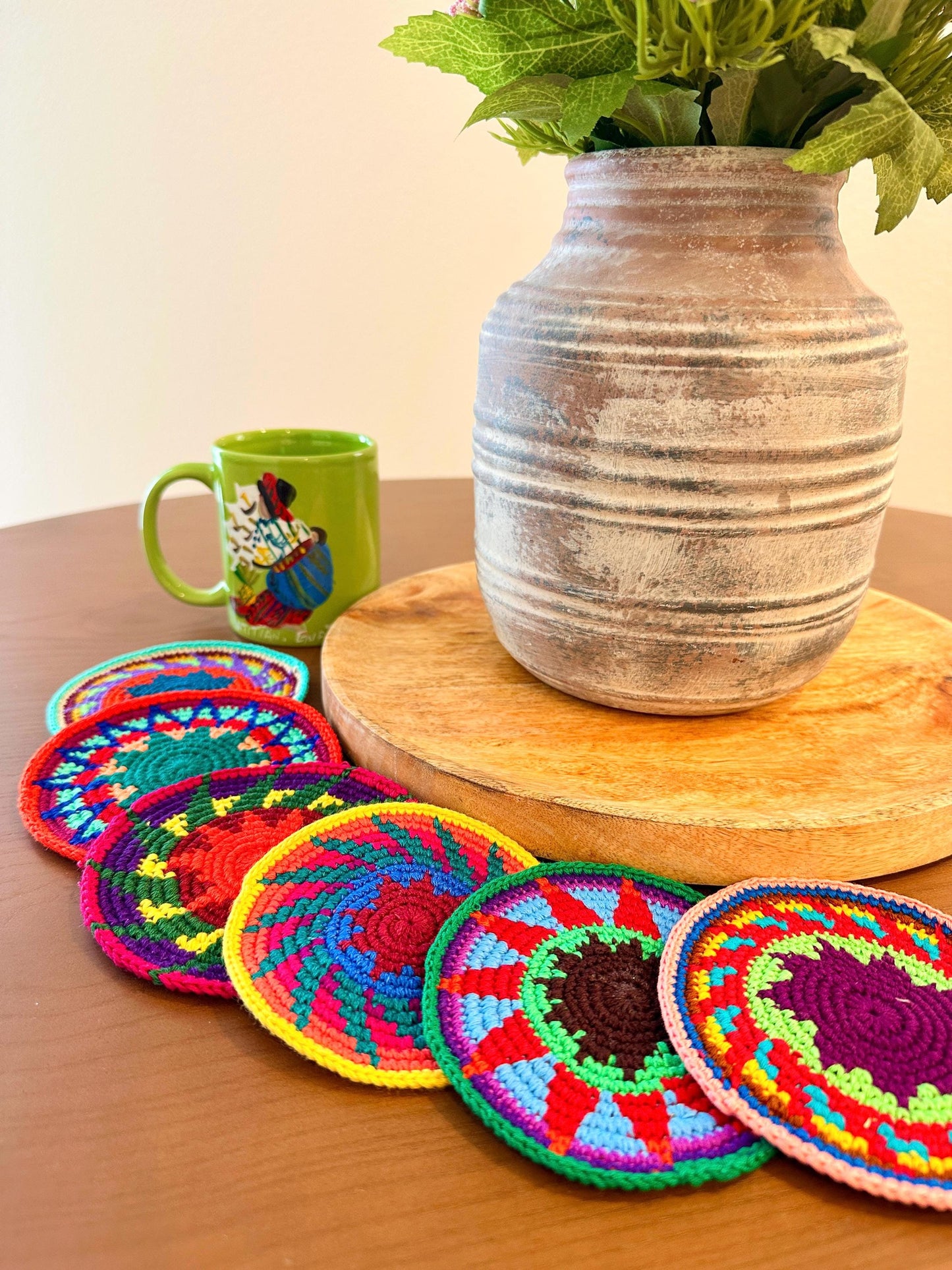 Colorful Crochet Cup Coasters