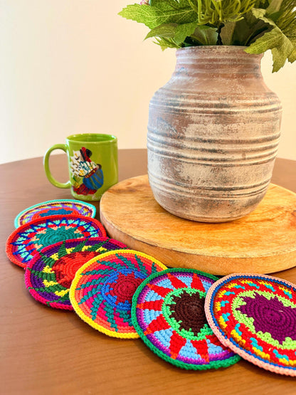 Colorful Crochet Cup Coasters