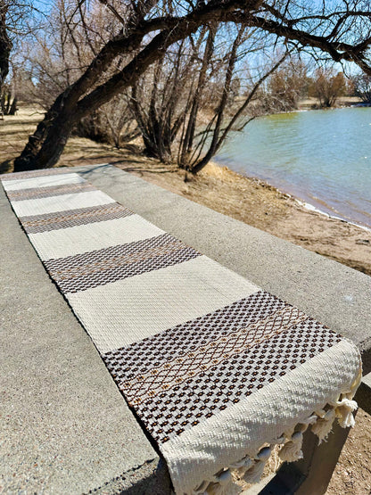 Guatemalan Handwoven Table Runner - Creme Browns