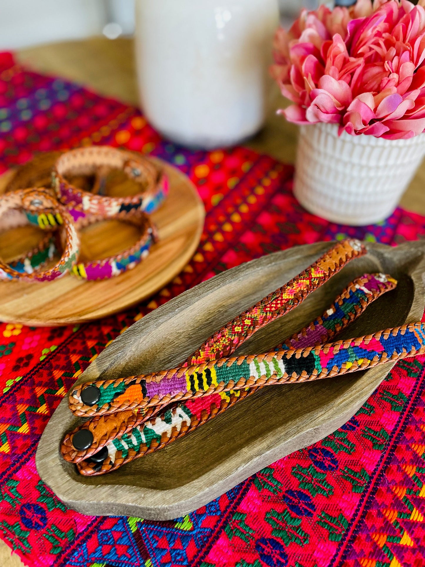 Guatemalan Leather Huipil Bracelets