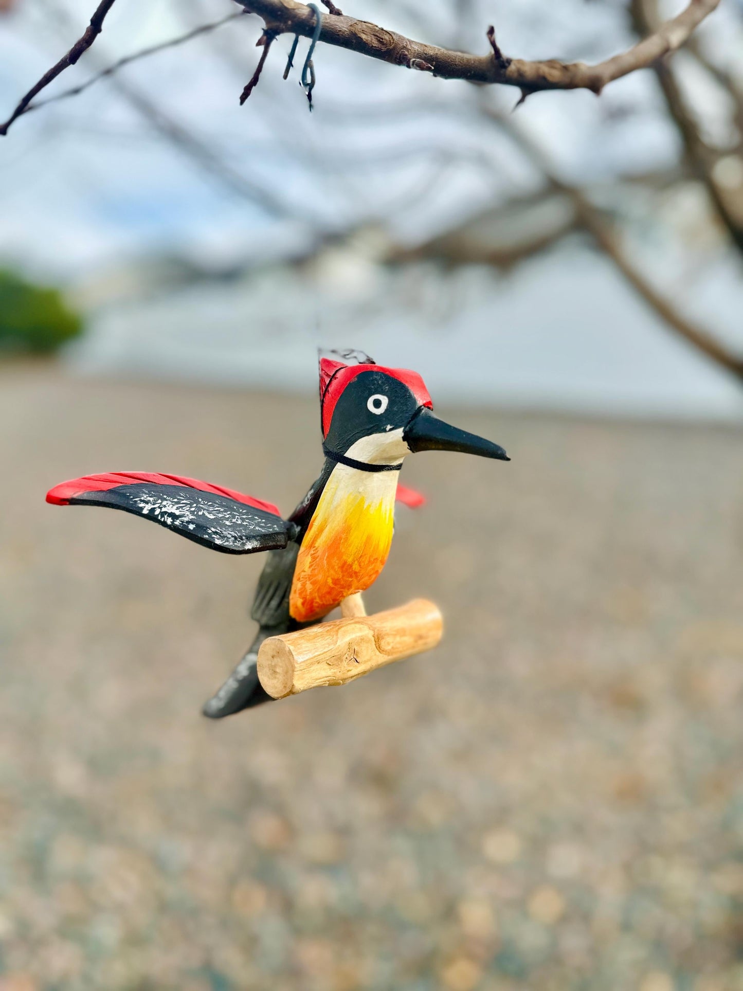 Wooden Hanging Woodpecker