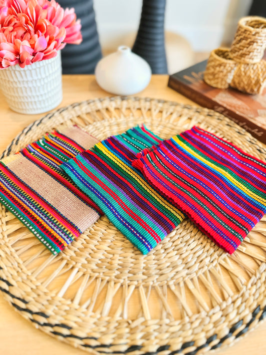 Napkin - Emerald / Oat / Strawberry Red