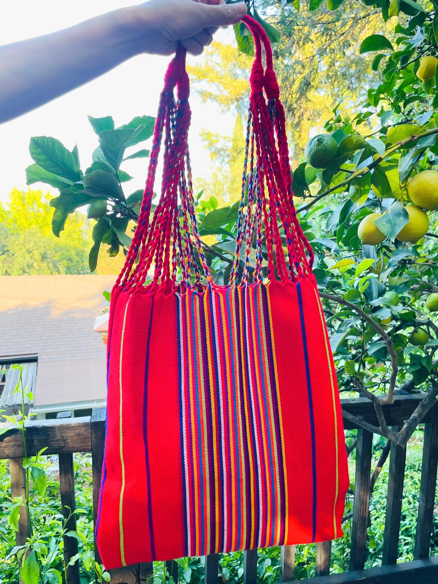 String Shoulder Tote Bag - Red