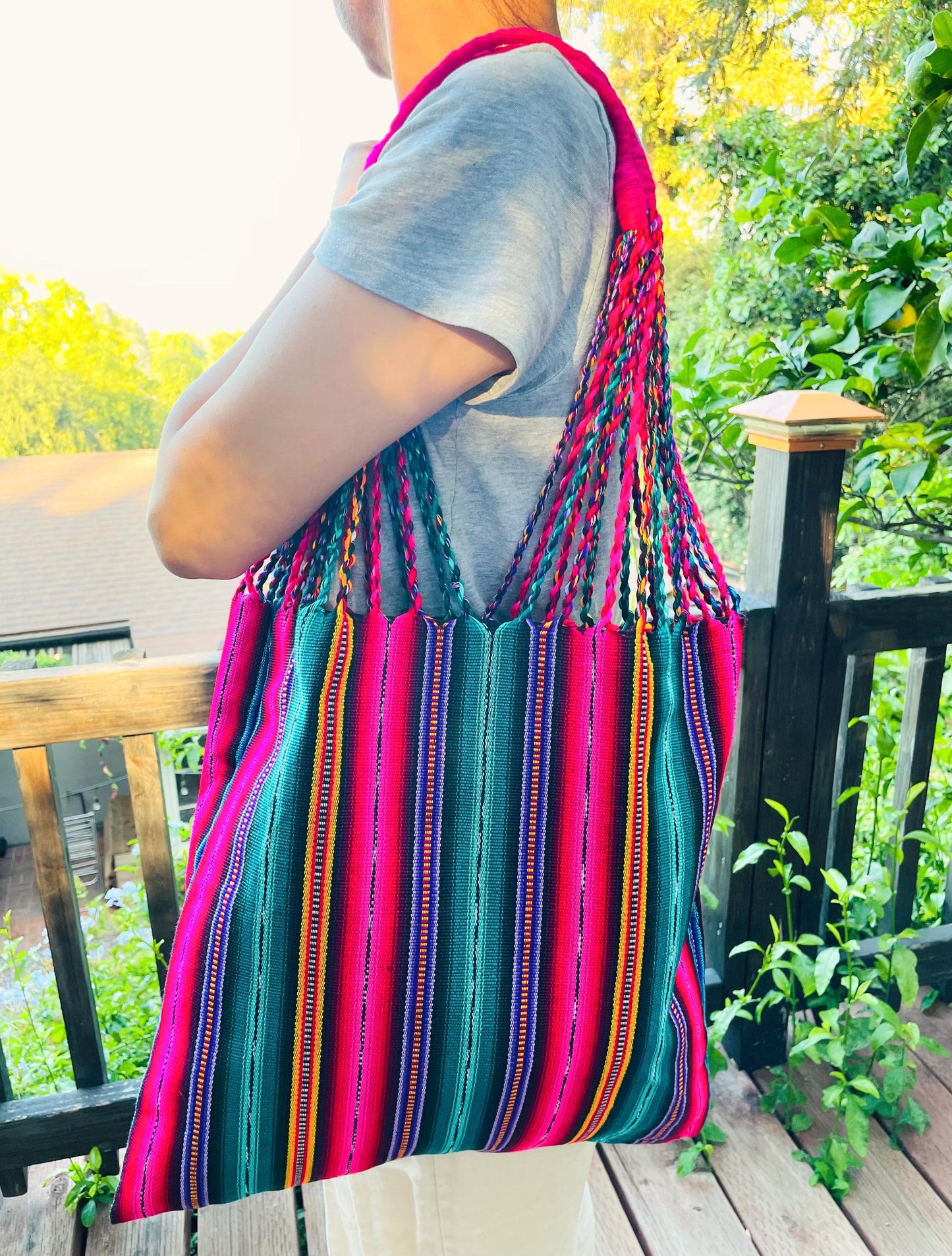 String Shoulder Tote Bag - Multicolor