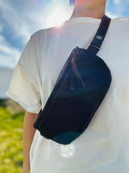 Leather Crossbody Bag - Brown