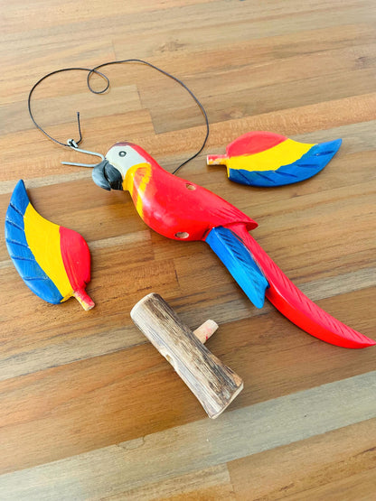 Wooden Bird Decor - Hanging Parrot