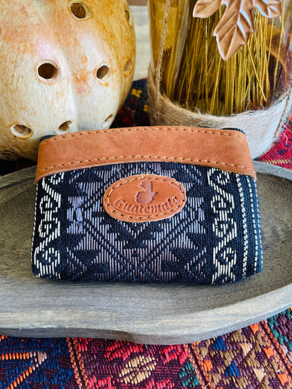 Guatemalan Embroidered Leather with Logo Coin Purse