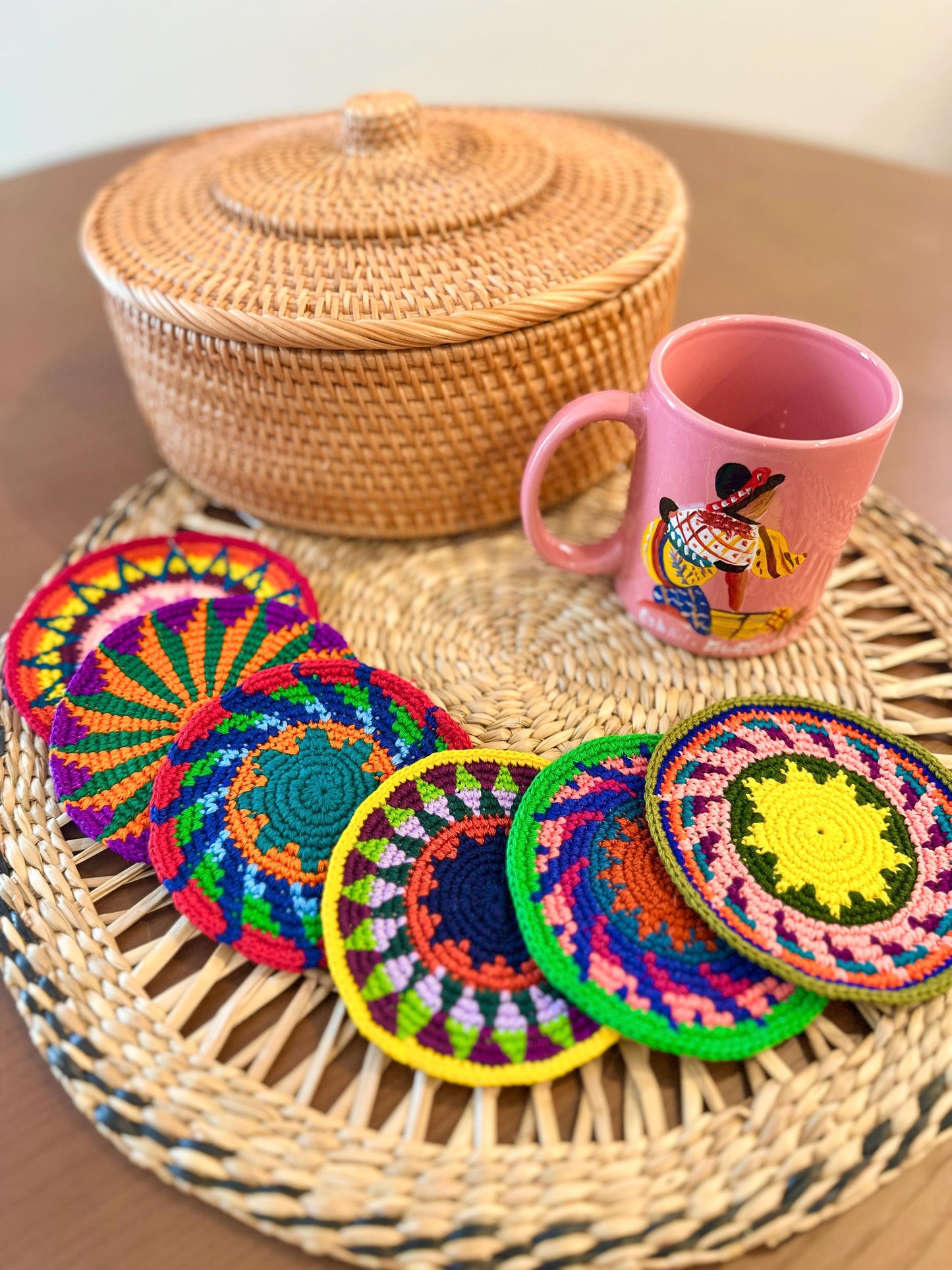 Colorful Crochet Cup Coasters