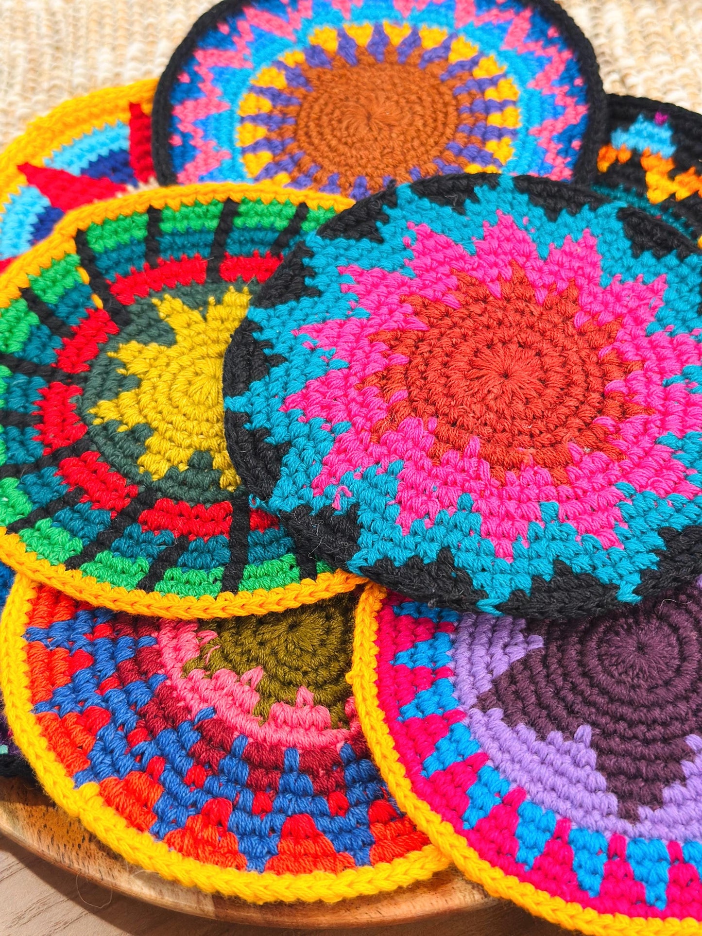 Colorful Crochet Cup Coasters