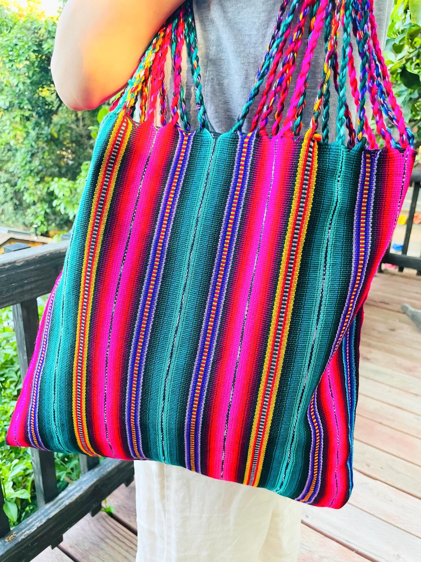 String Shoulder Tote Bag - Multicolor