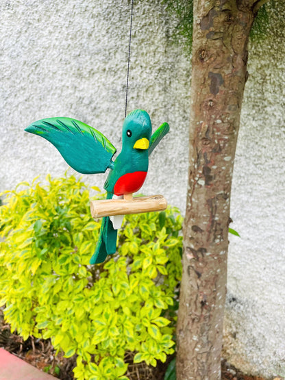Wooden Bird Decor - Hanging Quetzal