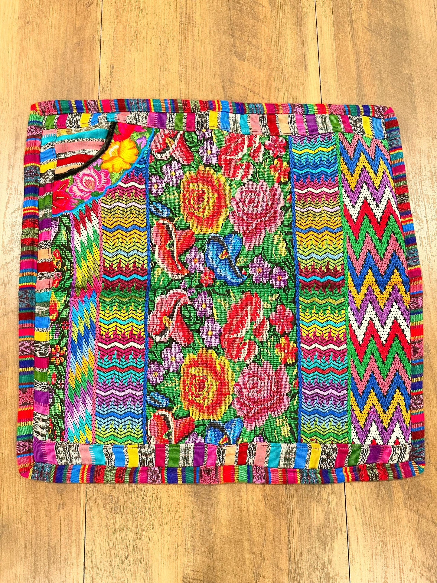 Huipil pillow cover from San Juan Parramos