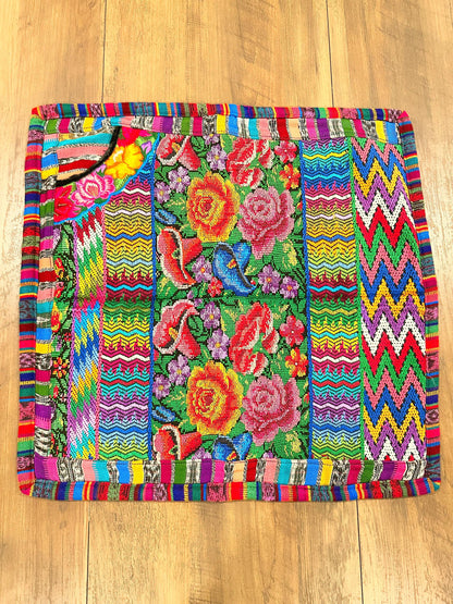 Huipil pillow cover from San Juan Parramos