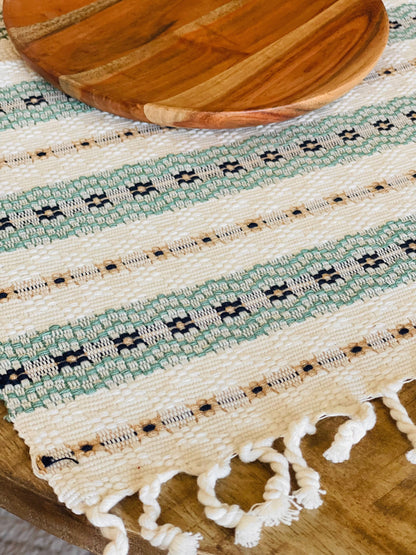 Guatemalan placemats - Creme/Lightblue