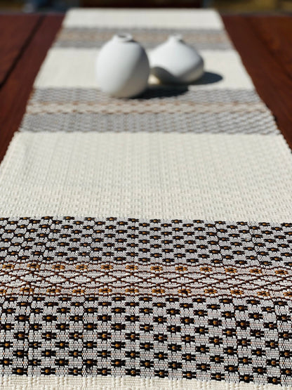 Guatemalan Handwoven Table Runner - Creme Browns