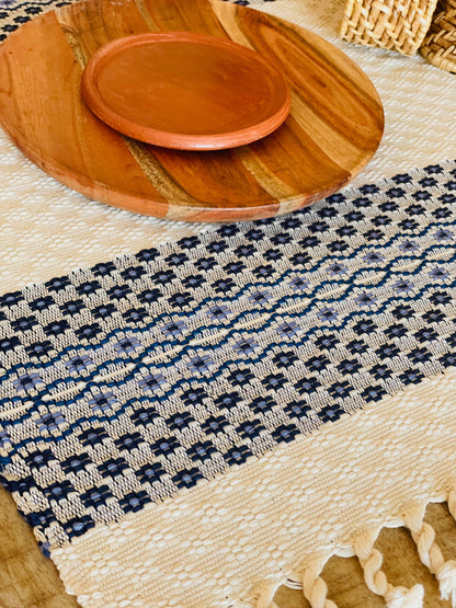 Guatemalan placemats - Creme/Blue