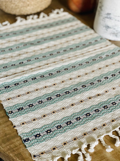 Guatemalan placemats - Creme/Lightblue