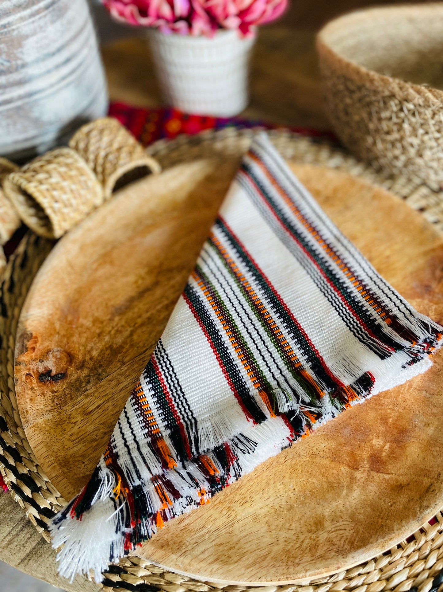 Handwoven cloth napkins - Latte Whites