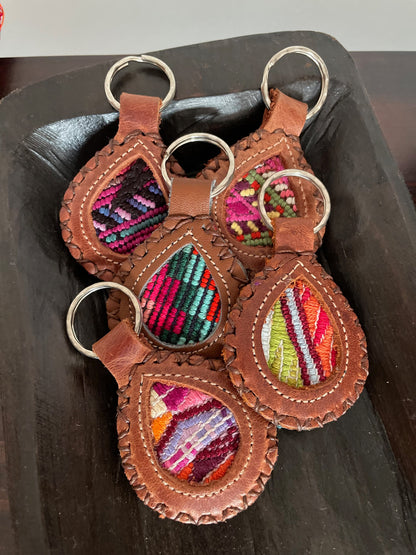 Guatemalan Genuine Leather/Huipil Key Chains