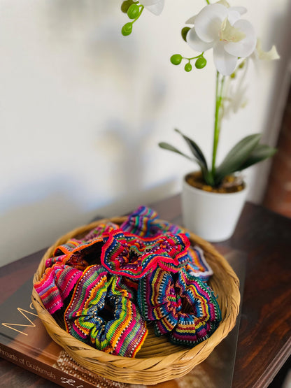 Guatemalan Textile Scrunchies, Colorful Hair Ties