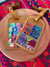 Load image into Gallery viewer, Guatemalan Handmade Leather/Huipil Luggage Tags