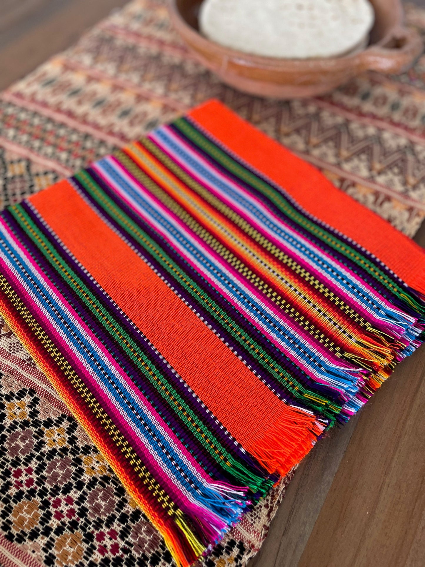 Handwoven tortilla warmer - Blue / Orange / Purple / Lime /Aqua