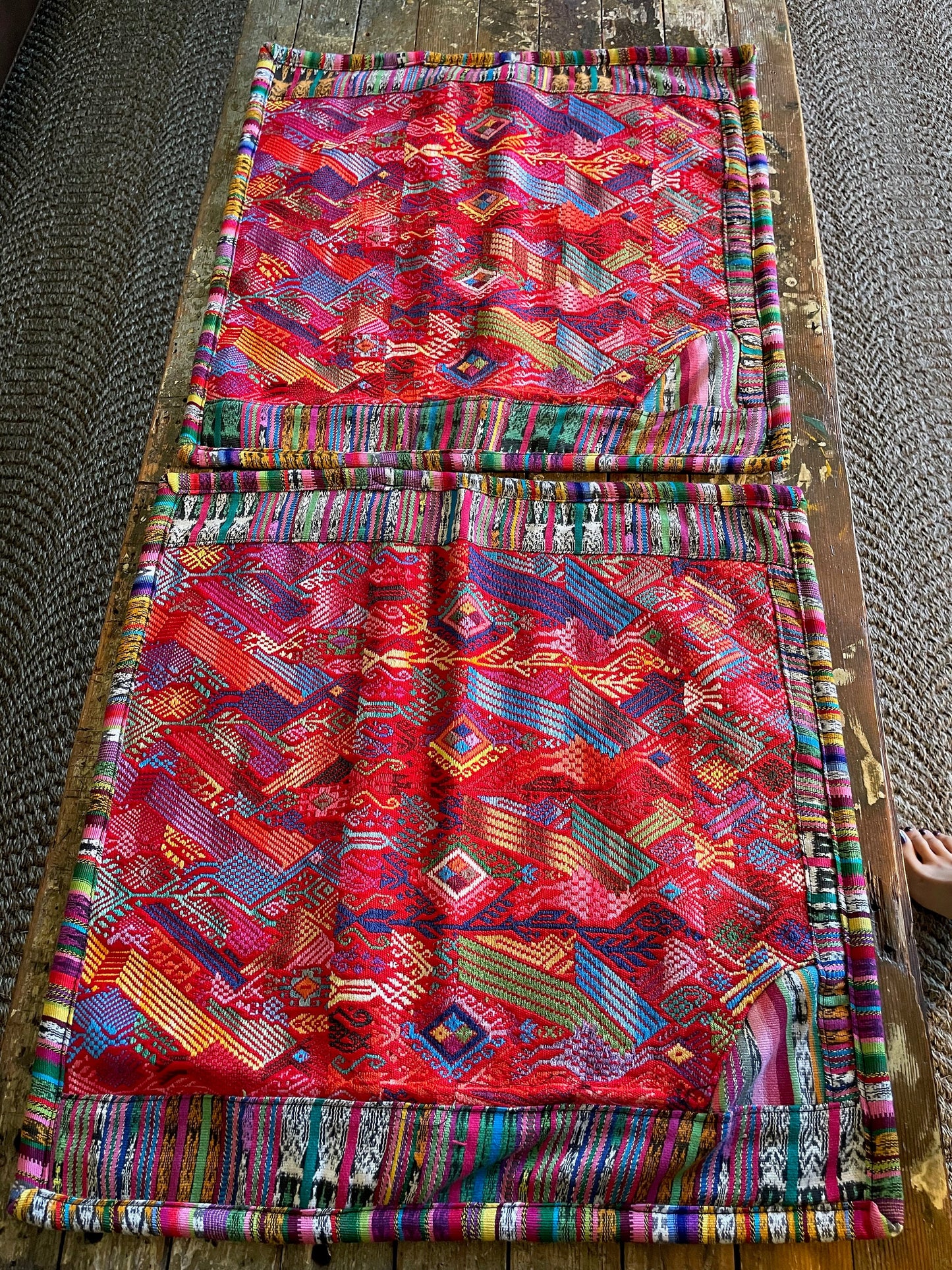 Guatemalan Huipil pillow covers from San Juan Chile Verde, Hand Embroidered, Handwoven cushion cover case, Artisan made, Home decor 18x18