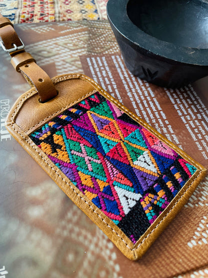 Guatemalan Handmade Leather/Huipil Luggage Tags