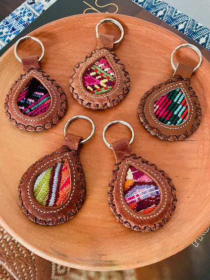 Guatemalan Genuine Leather/Huipil Key Chains