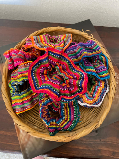 Guatemalan Textile Scrunchies, Colorful Hair Ties