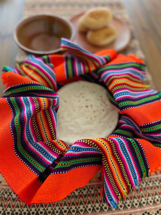 Handwoven tortilla warmer - Blue / Orange / Purple / Lime /Aqua