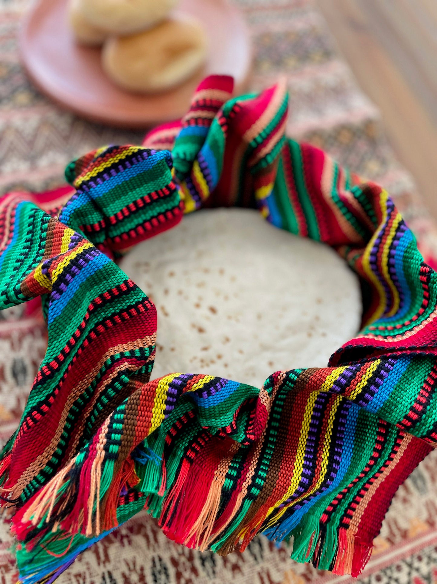 Handwoven tortilla warmer - Blue / Orange / Purple / Lime /Aqua