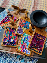 Load image into Gallery viewer, Guatemalan Handmade Leather/Huipil Luggage Tags