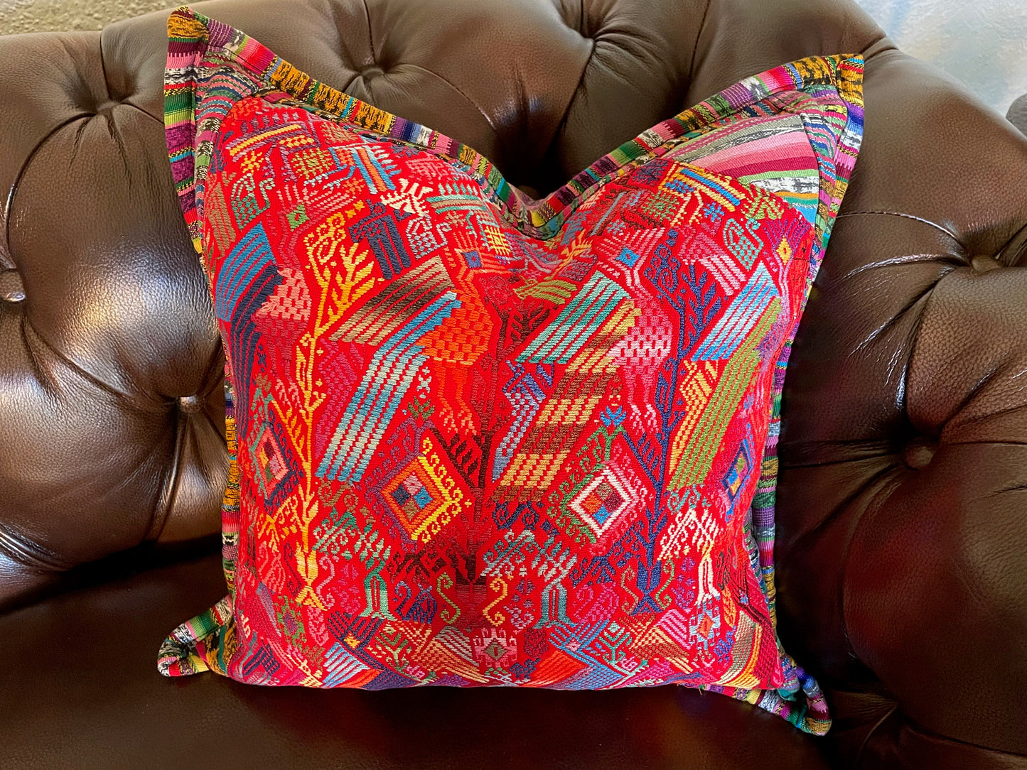 Guatemalan Huipil pillow covers from San Juan Chile Verde, Hand Embroidered, Handwoven cushion cover case, Artisan made, Home decor 18x18