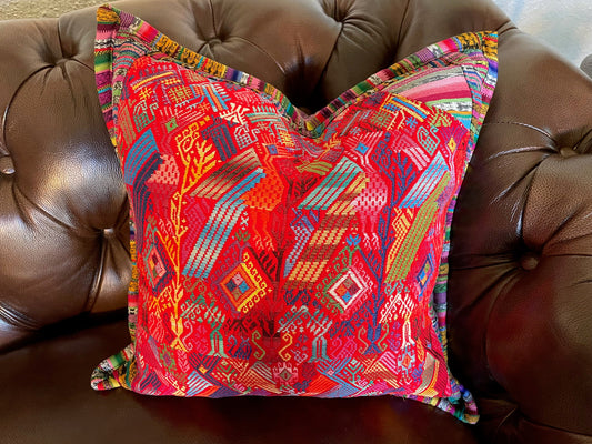 Guatemalan Huipil pillow covers from San Juan Chile Verde, Hand Embroidered, Handwoven cushion cover case, Artisan made, Home decor 18x18