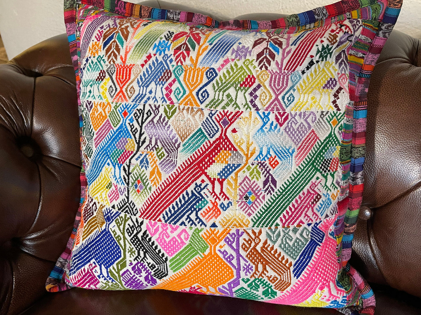 Guatemalan Huipil pillow covers from San Juan Chile Verde