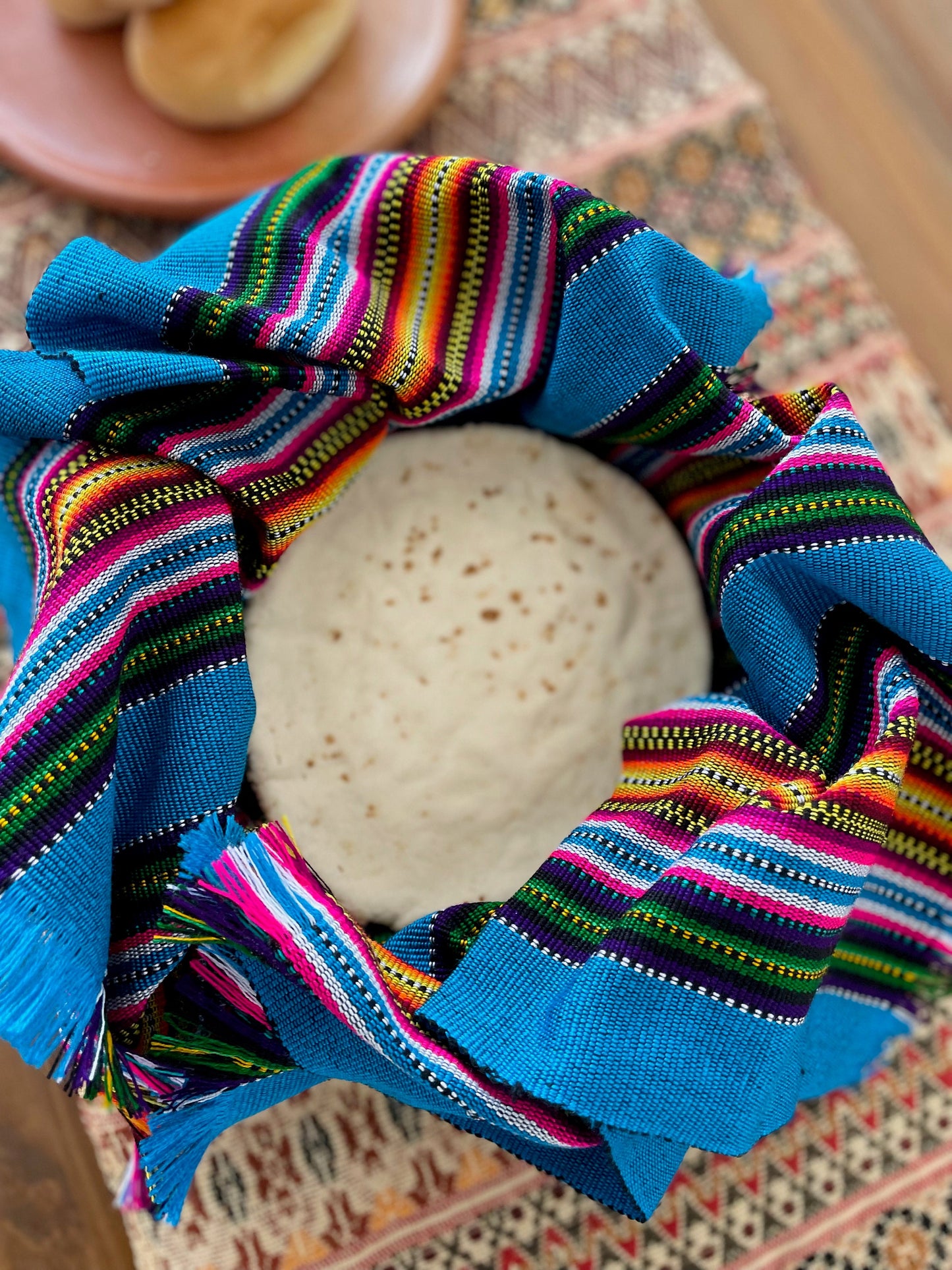Handwoven tortilla warmer - Blue / Orange / Purple / Lime /Aqua