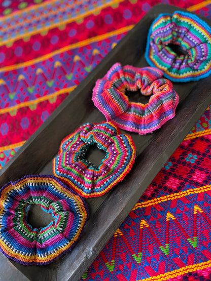 Guatemalan Textile Scrunchies, Colorful Hair Ties