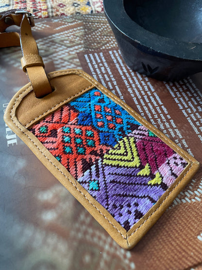 Guatemalan Handmade Leather/Huipil Luggage Tags