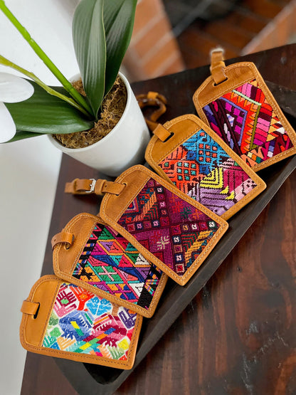 Guatemalan Handmade Leather/Huipil Luggage Tags