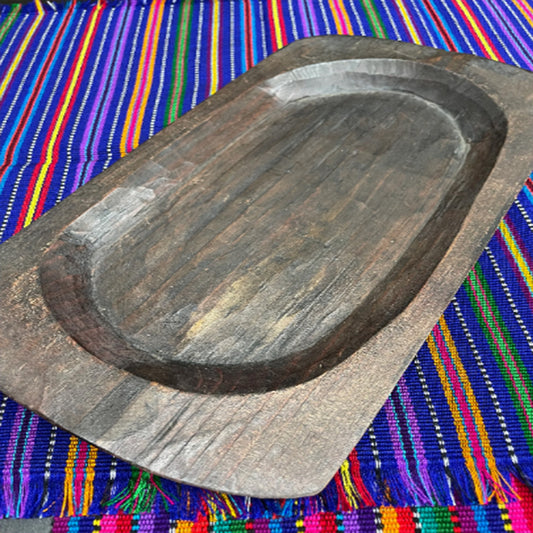 Hand Carved Wood Table Tray