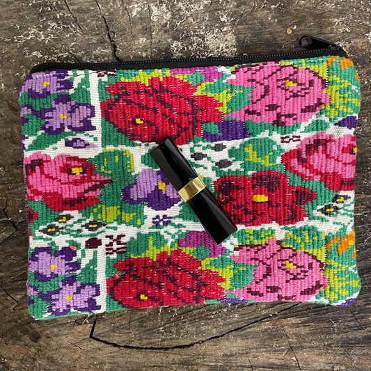 Guatemalan Huipil cosmetic pouch from Tecpan