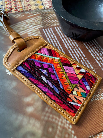 Guatemalan Handmade Leather/Huipil Luggage Tags