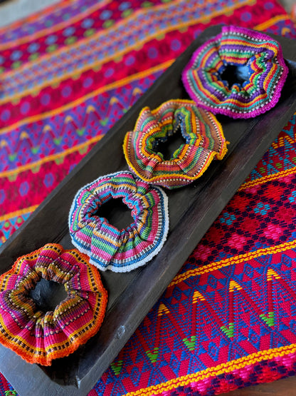 Guatemalan Textile Scrunchies, Colorful Hair Ties