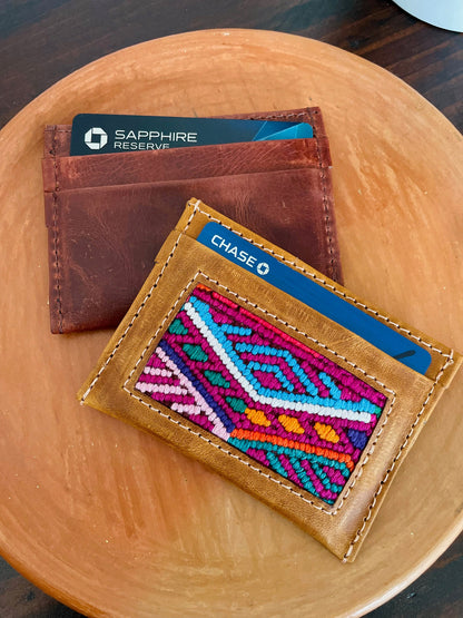 Guatemalan Authentic Leather/Huipil Card Holders