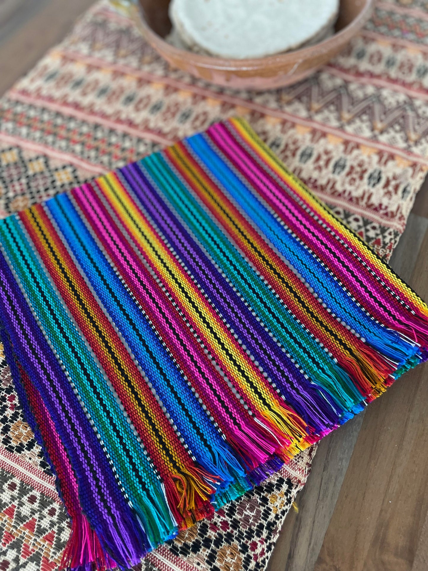 Handwoven tortilla warmer - Blue / Orange / Purple / Lime /Aqua