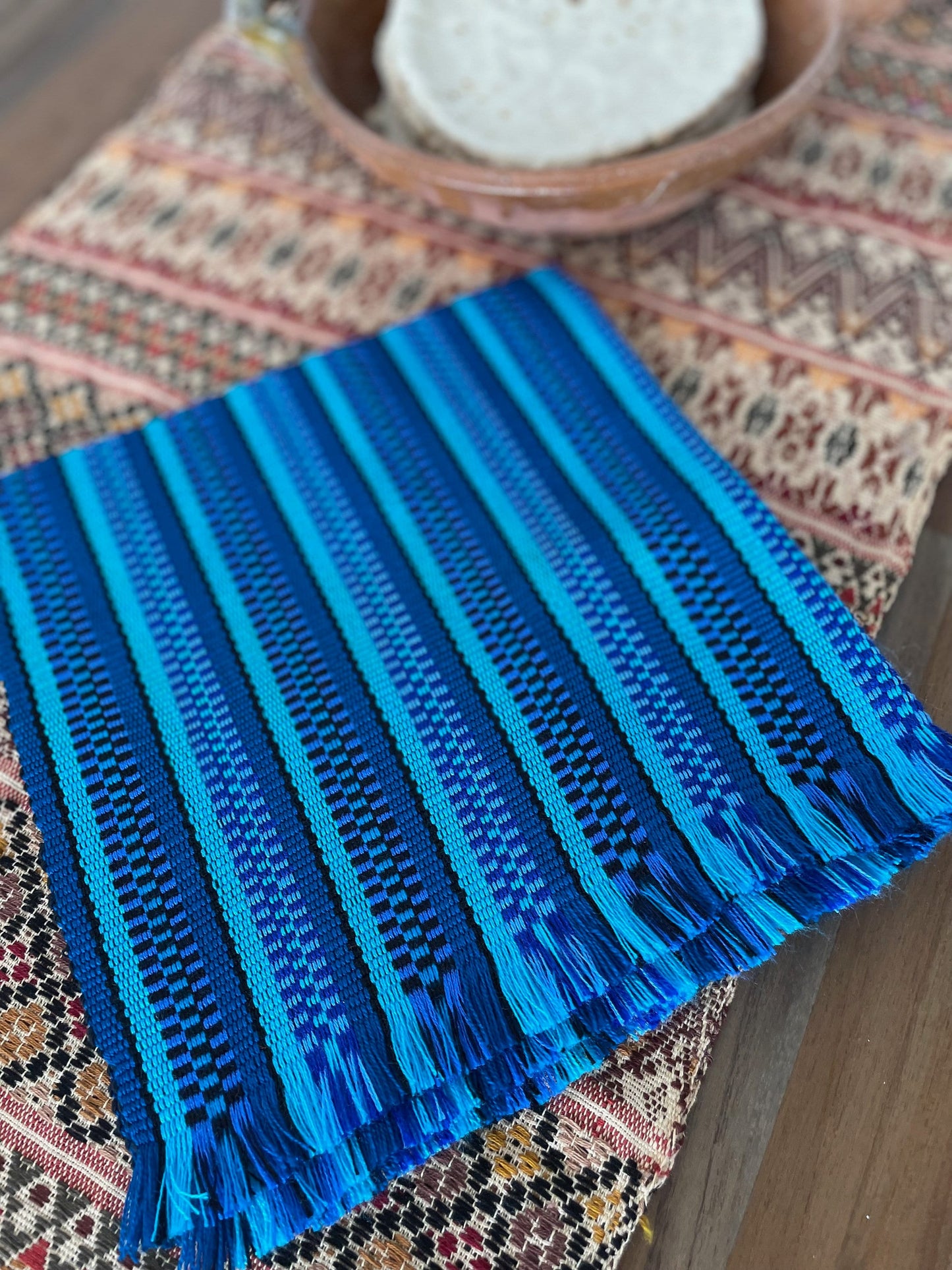 Handwoven tortilla warmer - Blue / Orange / Purple / Lime /Aqua