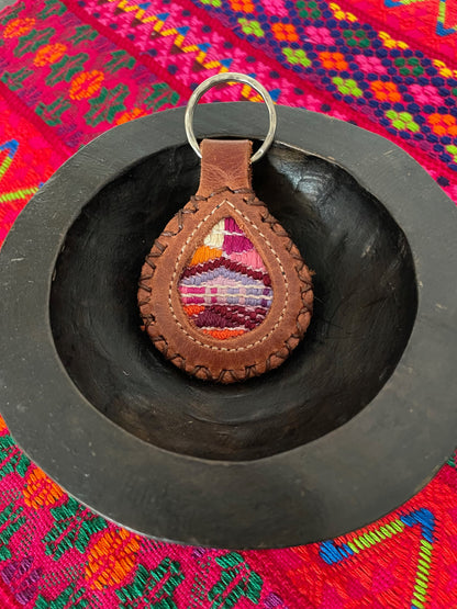 Guatemalan Genuine Leather/Huipil Key Chains